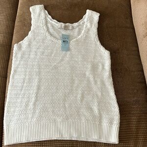 NWT white rib knit sleeveless lightweight sweater top xxsp
